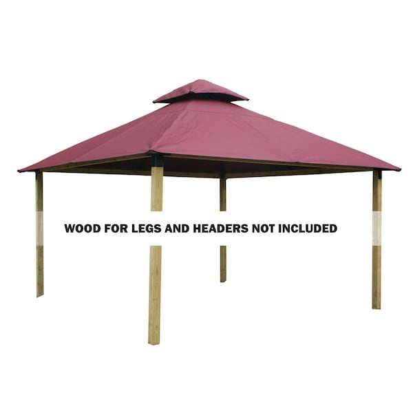 Acacia 14 sq. ft. Gazebo Roof Framing & Mounting Kit with Maroon Sundura Canopy AGK14-SD MAROON - main